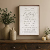 - May Your Home Be Filled sign