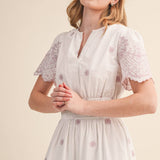 &MERCI - FLORAL EMBROIDERY TIERED MIDI DRESS MDR4566