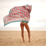 Boho-Eclectica - Block Print Cotton Sarong - Red Flower Print