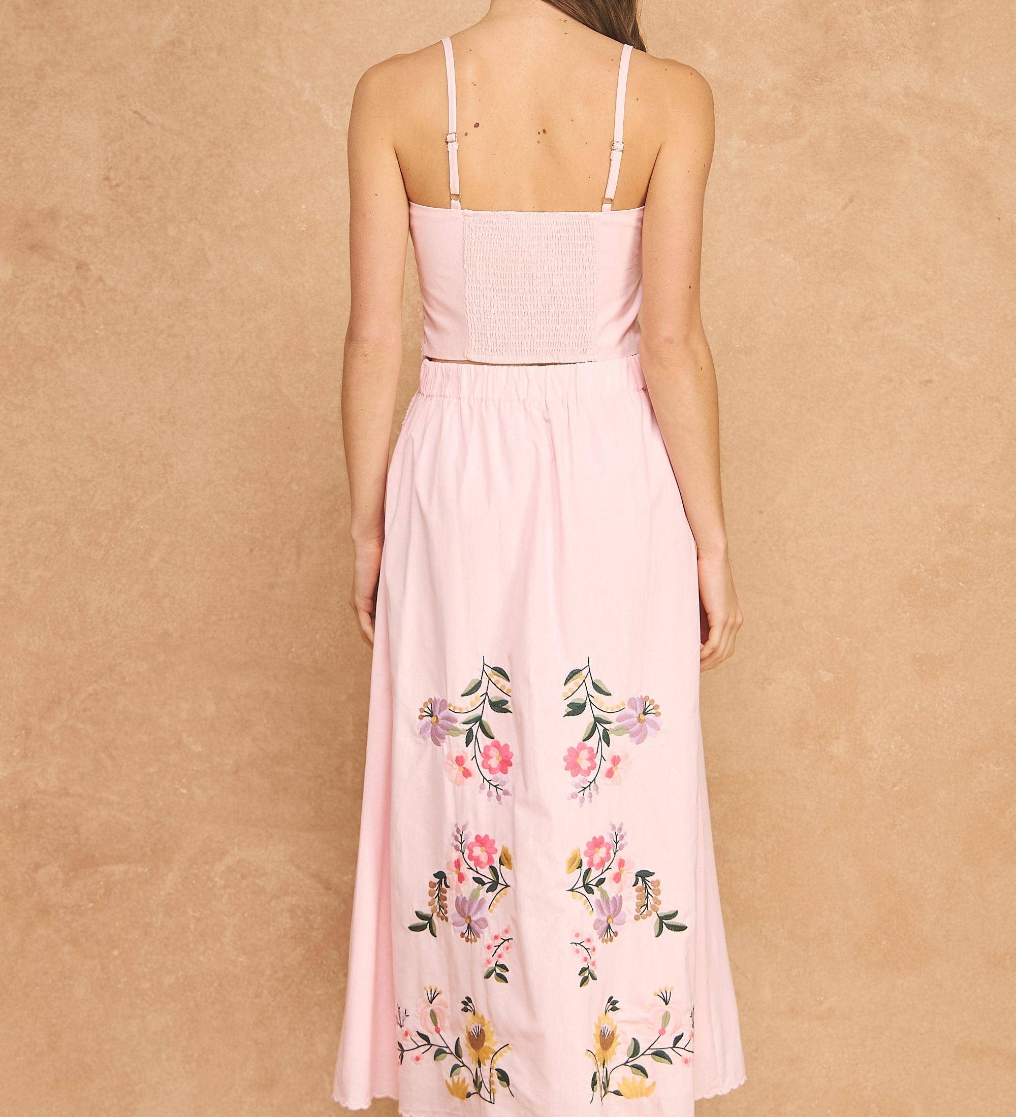 Strut & Bolt - Embroidered Floral Lace Detail Top Skirt Set