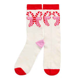 Shiraleah - CANDY CANE BOW SOCKS,IVORY