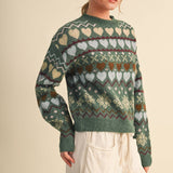 &MERCI - GEOMETRIC HEART DESIGN SWEATER PULLOVER MSW11478