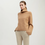 Funnel Neck Rib Knit Pullover