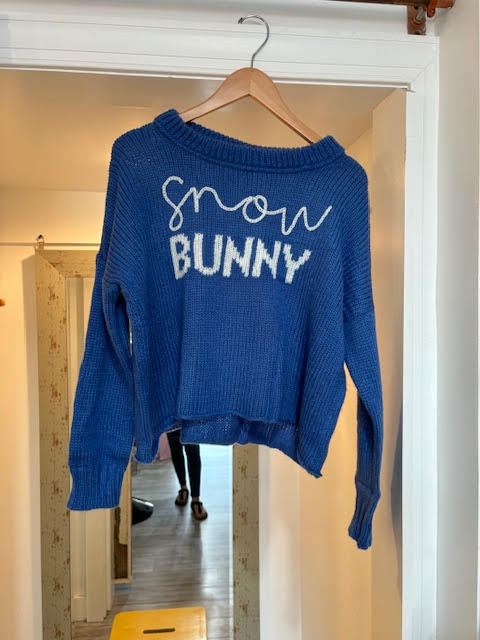 Snow Bunny Cropped Crew Chunky Blue/Snow