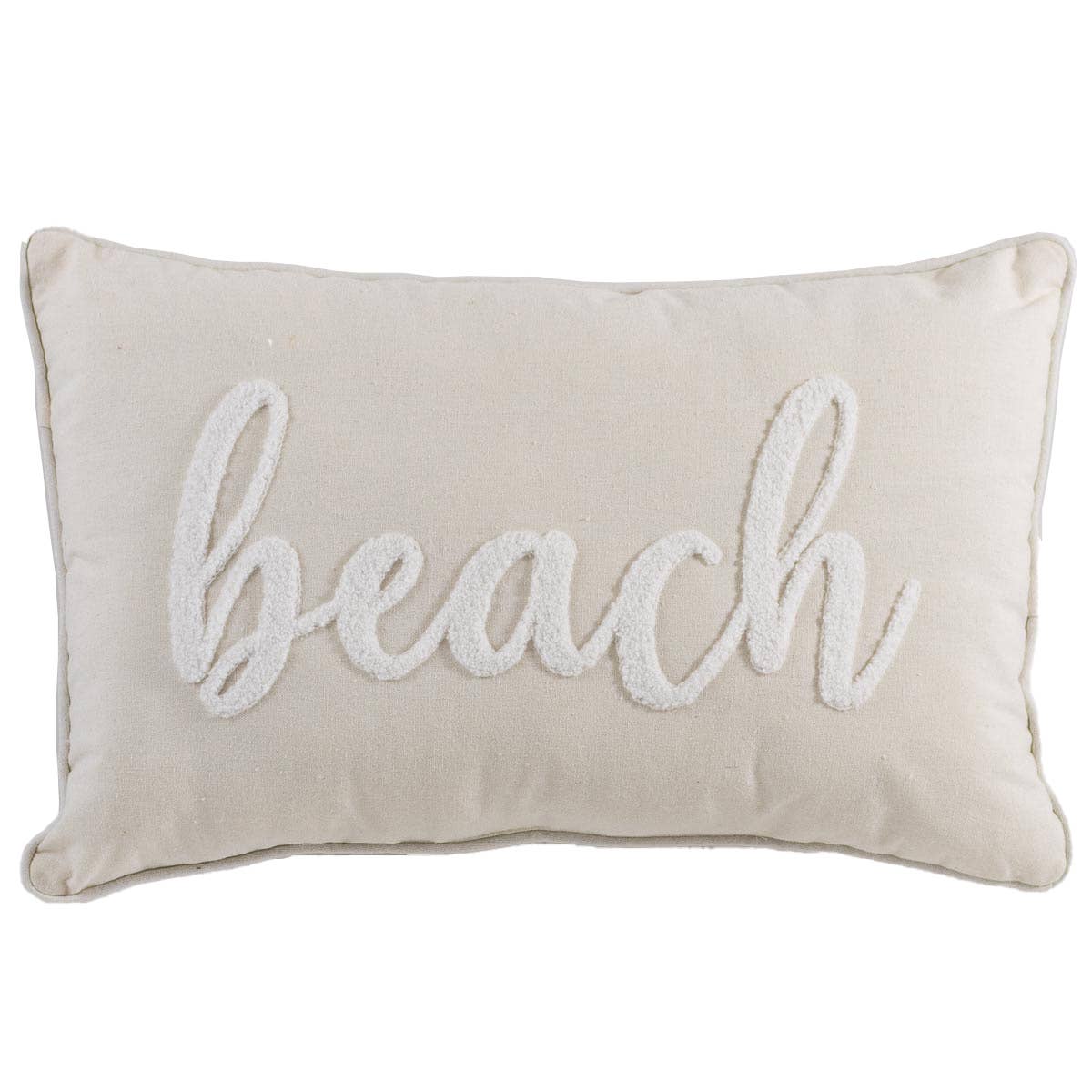 The Royal Standard - Beach Embroidered Pillow   Soft White/White   13x20