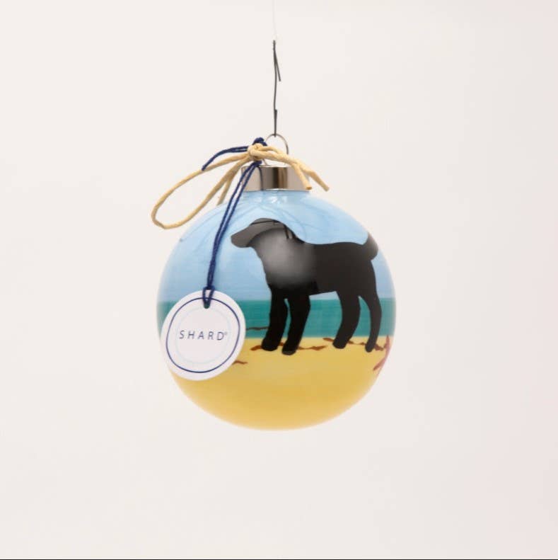 Black Dog on Beach Ornament