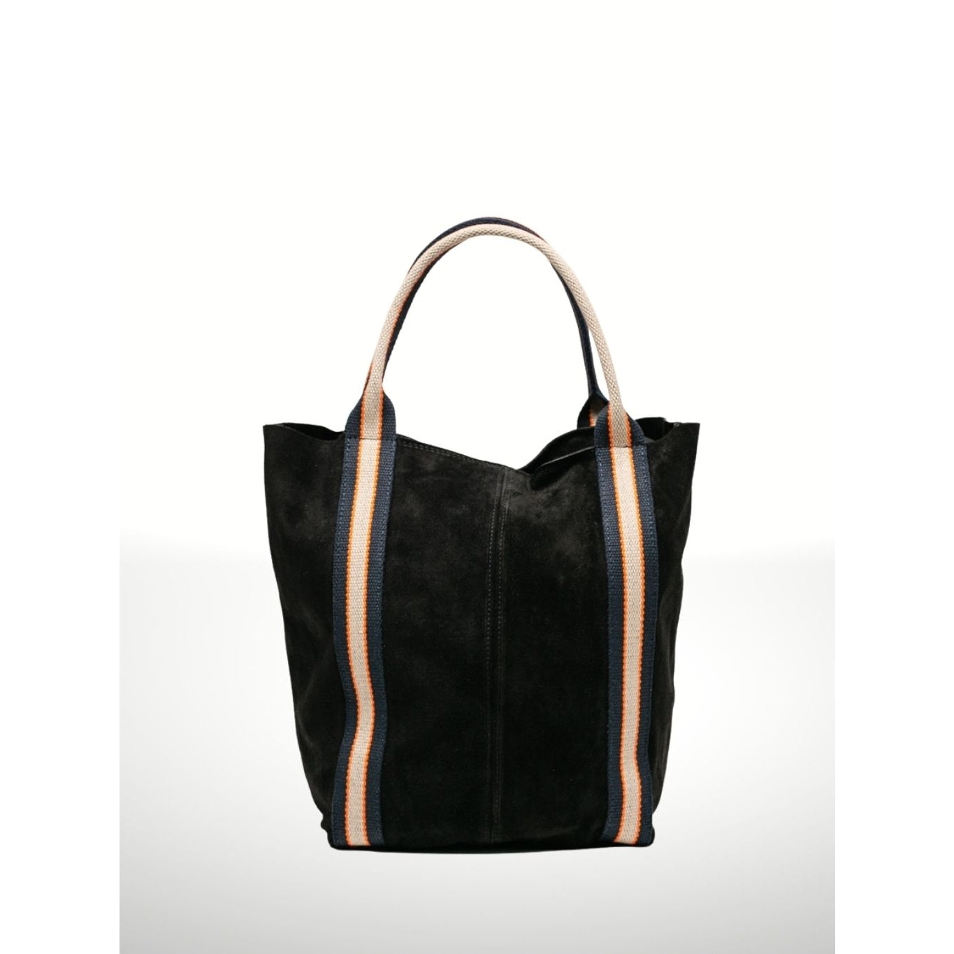 Leather Zipper Tote with Woven Handles