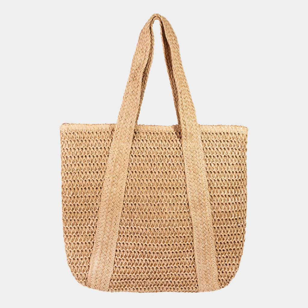 Collections by Fame Accessories - Straw Knit Zipper Tote Bag
