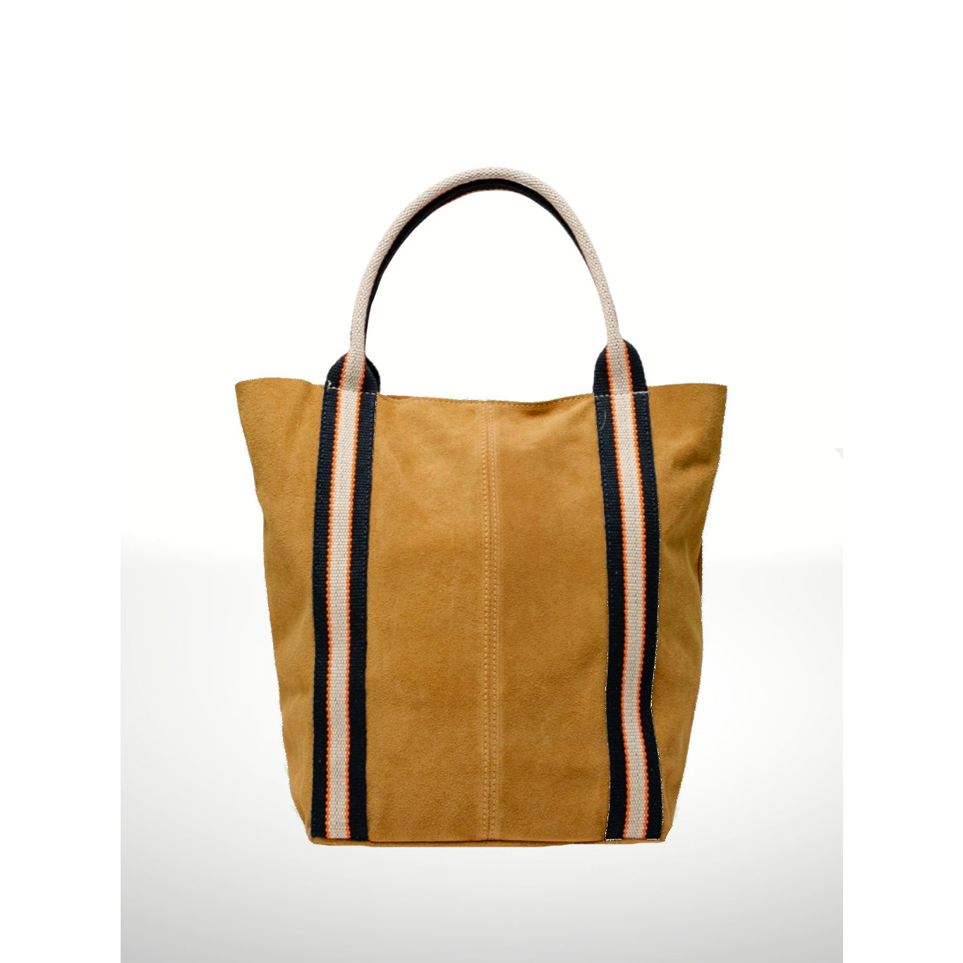 Leather Zipper Tote with Woven Handles