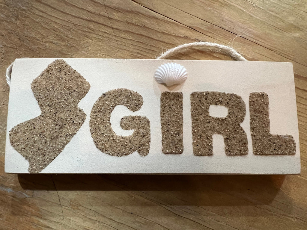 Jersey Girl mini hanging sign - sand