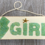 Jersey Girl mini hanging sign - green