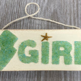 Jersey Girl mini hanging sign - green