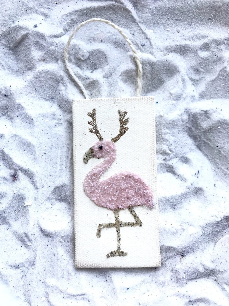 Flamingo reindeer ornament