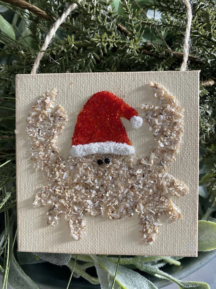 Crab with santa hat ornament