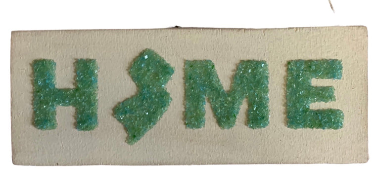 Home mini hanging sign - green glass