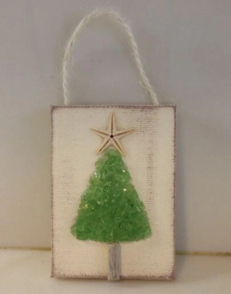 Christmas tree crushed glass ornament